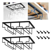 Wine Glass Holder 1PCS Cup Holder Under Cabinet Glass Hanger for Shelf Storage Rack Cup Holder for Bar Kitchen Utensils (3 Columns)