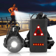 Nattlöpningsljus, USB-uppladdningsbar bröstlampa med 90° justerbar strålvinkel, 500 lumen vattentät ultraljus säkerhetslampa med reflexband