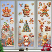 Jul Fönsterdekorationer Pepparkaksgubbe Godisträd Avtagbar Glasdekoration Dubbelsidig Statisk Film För Alla Fönster 9 Ark