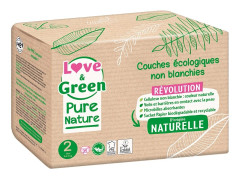 Love & Green Pure Nature - Ekologiska oblekta blöjor - Storlek 2 - 3 till 6 kg - 35 lager