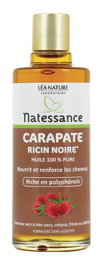 Natessance Svart Carapatoolja för mycket torrt frissigt eller frissigt hår 100 ml