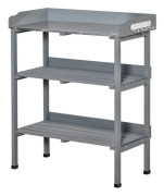 Planteringsbord - Trädgårdsbord med metallskiva - Arbetsbänk för krukor - Hylla i trä - 76 x 37 x 89 cm - Grå