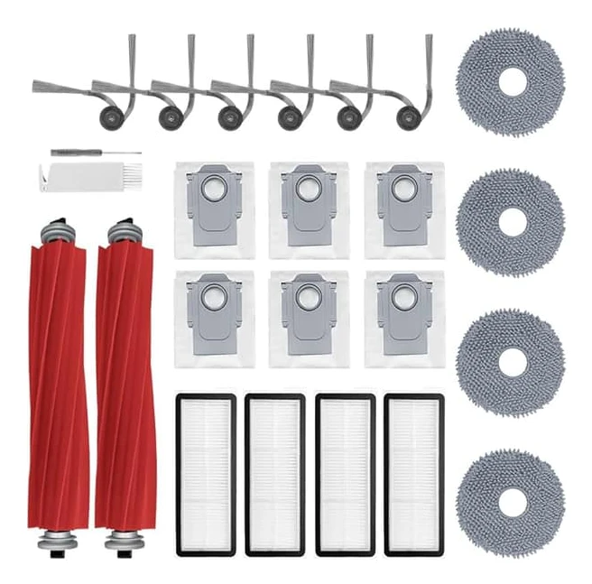 24-delars tillbehörssats reservdelar för Roborock QV 35A QV 35S QR 598 QR 798 dammsugare 2 huvudborstar 4 moppar 6 sidoborstar 4 HEPA-filter 6 påsar