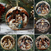 6 st julkrubbornament, akrylkrubba julpynt, hängande ornament krubba scenhänge för jul religiös gåva 1