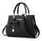 Klassisk elegant handväska, damväska med topphandtag, axelremsväska, mode enfärgad med rosett, enaxlad väska, bärbar handväska Black