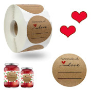 Kraftpappersdekaler Hemgjorda med kärlek Runda självhäftande etikettrulle Kraft handgjorda med kärlekdekaletikett för DIY-bakning Scrapbooking Presentdekor