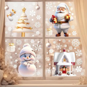 Jul Fönster Statiska Klistermärken Tomten Snögubbe Rådjur Snöflinga Julgran DIY Vägg Fönster Dörr Väggmålning Dekal Klistermärke för Skyltfönster