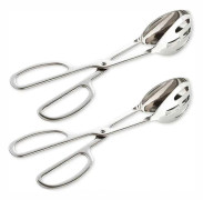 2-PACK Serving Tongs for Buffet Party Catering, Thickened Food Serving Salad Cake Bread Kitchen Tongs, Stainless Steel