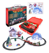 Electric Christmas Train for Kids, Classic Rail Cars with Lights and Music, Toys for Children