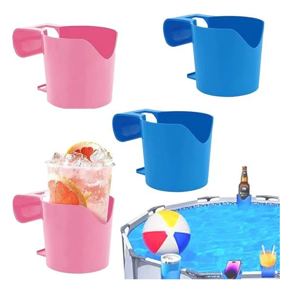 Mugghållare vid poolen - Mugghållare i plast - Mugghållare vid poolen - Mugghållare för pool och spa - Pooltillbehör - Set om 4