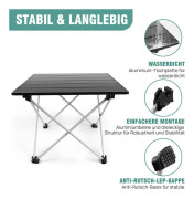 Portabelt campingbord - Hopfällbart picknickbord - Lätt aluminium - Fyrkantigt - För utomhusbruk - 40x35x32 cm - Med bärväska