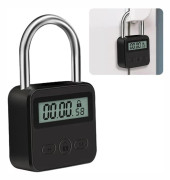 Digitalt metall elektroniskt timerhänglås (max 99 timmar), USB-uppladdningsbart LCD-lås för självdisciplin.
