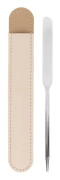 Makeup Spatula 304 Stainless Steel Slanted Head Right Size Multifunctional Mini Spatula with Case for Mixing Stirring