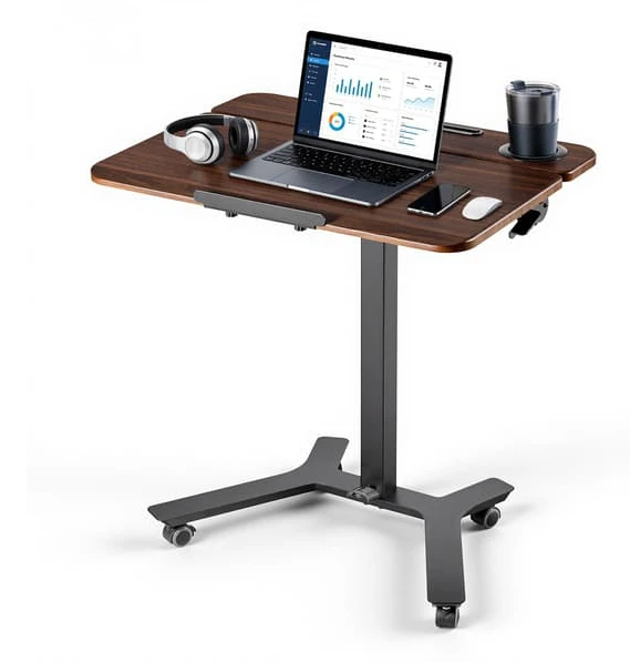 Höj- och sänkbart skrivbord - Mobil sitt stå datorbord - Tiltbar bordsskiva - 71,5 x 52,5 cm - 15 kg maxbelastning - Pneumatisk fotpedalhiss - För hem och kontor