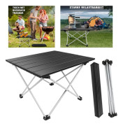 Campingbord - Hopfällbart Portabelt Bord - Aluminiumlegering - Lättvikt - Med Bärväska - 40×35×32 cm - Hopfällt 49×15 cm