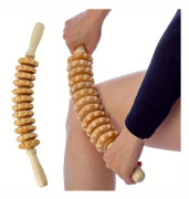 Meridian Ryggmassagerulle – Premium Böjd 12-rullars Massager Tillverkad av Schima-trä (Stort Träverktyg för Lårmassage)