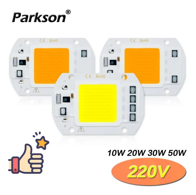 COB Chip LED-lampa 220V 10W 20W 30W 50W Smart IC Behövs ingen drivrutin Lampada LED-lampa Lampa För Flood Light Spotlight Gör-det-själv-belysning