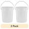 (2-pack) 5 Gallon Rund Hink, Komforthandtag, Plast, Vit