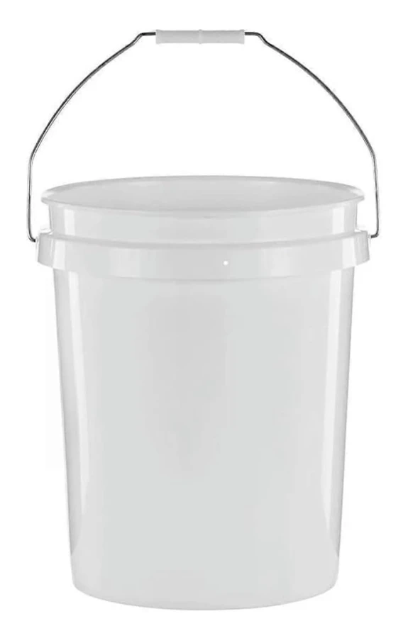(2-pack) 5 Gallon Rund Hink, Komforthandtag, Plast, Vit