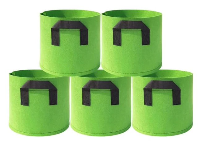 Förpackning med 5 odlingspåsar i non-woven, lämpliga för potatis, morötter, tomater, etc., lämpliga för inomhus-/utomhusbruk - 30*25CM
