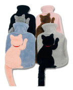 Varmvattenpåse Vintermjuk handvärmare med söt plysch cover Hals Fotvärmeprodukt Varmvattenflaska（rosa katt）