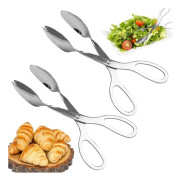 2 salladsbäddar, 20 cm serveringstång, sax i rostfritt stål, buffétång för hemköket, fest, bröd, tårta, bakning, biff, grill, buffé