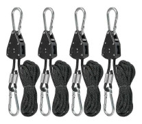 Tent Rope Lock with Metal Rope Tensioner, 2 Pairs Black