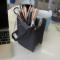 Black Travel Makeup Brush Holder Waterproof Dustproof Standing Toiletry Pouch with Dividers