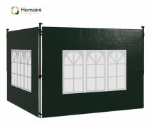 2 sidoväggar för pop-up-hus i PE-plast med fönster, enkel installation, väderbeständig, HOMAIRE Mörkgrön 293 x 1 x 193 cm