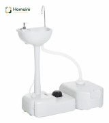 Portabel campingkran med 17L vattenreservoir, fotpump i HDPE för utomhusanvändning HOMAIRE Ljusgrå 83 x 50 x 103 cm