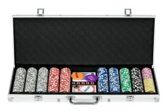 Pokerset 500 marker med aluminiumfodral | Färg: Silverfärgad | Mått: 23,5x56x6,5 cm
