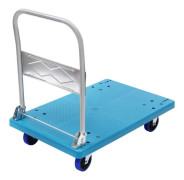 Hopfällbar plattformsvagn - Bagagevagn - Lastkapacitet 300 kg - 4 hjul - Portabel hopfällbar transportkärra - För resa, flytt och kontor - Blå