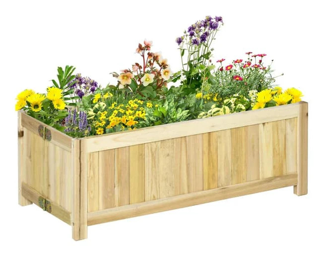 Hopfällbar planteringskar - Upphöjd odlingslåda | Färg: Naturträ | Mått: 30x70x25 cm
