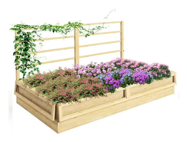 Planteringskärl med spaljé för klätterväxter | Färg: Naturlig | Mått: 183x98,5x95 cm