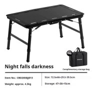 Campingbord - IGT hopfällbart aluminium bord - Hydraulisk snabböppning - Höjdjusterbart 29,5–39,5 cm - 2,5-enhets modul 72,5x46 cm - För 2 personer - Dark Night