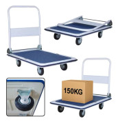 Plattformstransportvagn 150 kg fällbart handtag 72x47 cm 4 hjul