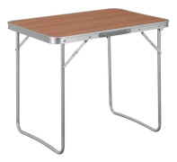 Fällbart campingbord med handtag av aluminium och MDF | Ek | 70x50x60 cm