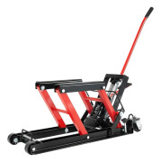 Hydraulisk motorcykellyft - MC-lyftdomkraft - Max 680 kg - Lyftområde 11,5–36,5 cm - Fotpedal - Handtag 57,5 cm - Röd
