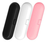 3-delad bärbar elektrisk tandborste resefodral och förvaringslåda - 22,5x7x4cm Rosa/Vit/Svart