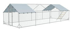 Hönsgård för 24-30 kycklingar - Rymlig utomhuslöpning | Färg: Silver | Mått: 300x800x195 cm