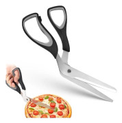 Pizzasax - Pizzasax - Pizzakniv i rostfritt stål - 27cm - Multifunktionell kökssax för att skära pizza, pasta och kakor - Svart