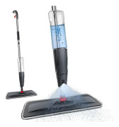 Spraymopp golvmopp - Spray Mop - 700 ml behållare - Integrerad sprayer - 360° roterande huvud - Mikrofiberduk - Skaft i rostfritt stål - För alla hårda golv