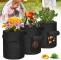 3-pack blomkrukor, 40-liters non-woven potatisodlingspåsar, 10 gallon, 35 cm i diameter, med observationsfönster, genomsläppliga, platsbesparande.