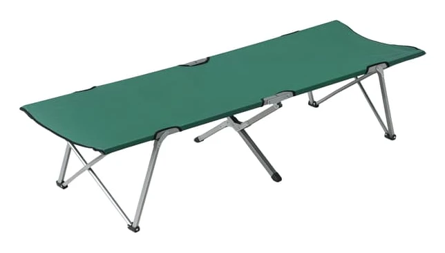 Campingsäng, metallram, hopfällbar design, grön