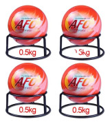 Brandbekämpningsboll, 11 cm diameter, 0,5 kg vikt, automatisk aktivering vid 70°C, 1,2 m³ effektiv volym, CE FCC RoHS certifierad