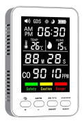5-i-1 Kolmonoxiddetektor med Digital Display, Uppladdningsbar CO-detektor med Temperatur- och Fuktighetsmätare, Timer, Larmfunktion