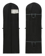 Brudklänning & tärnklänningsväska, överdrag, vitt vikbart långt kappöverdrag (med dragkedja), förvaringsväska för långa damklänningar (med handtag), 2-pack (svart)
