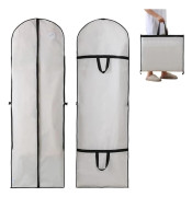 Brudklänning & tärnklänningsväska, överdrag, vitt vikbart långt kappöverdrag (med dragkedja), förvaringsväska för långa damklänningar (med handtag), 2-pack (vit)