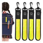 LED-blinkande ljus för skolväskor, 4 st barns reflekterande blinkande ljus, 3-läges skolväskor, säkerhetsljus, vattentät reflektor (gul) Gul Yellow