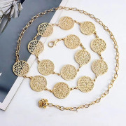 Hollow Round Decorative Chain Belts for Women, Metal Waist Chain Plus Size for Her Dresses Gold Silver
